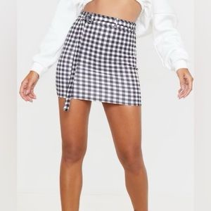 Black Check Belted Mini Skirt🖤